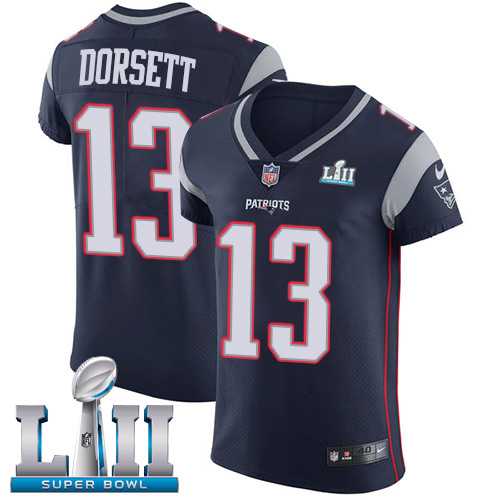 Nike New England Patriots #13 Phillip Dorsett Navy Blue Team Color Super Bowl LII Men's Stitched NFL Vapor Untouchable Elite Jersey