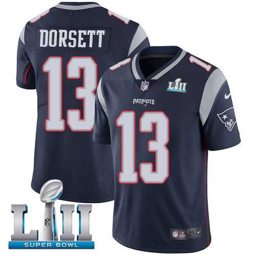 Nike New England Patriots #13 Phillip Dorsett Navy Blue Team Color Super Bowl LII Men's Stitched NFL Vapor Untouchable Limited Jersey