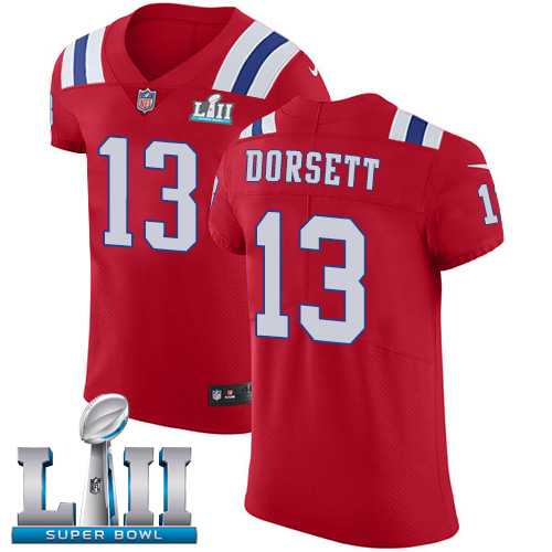 Nike New England Patriots #13 Phillip Dorsett Red Alternate Super Bowl LII Men's Stitched NFL Vapor Untouchable Elite Jersey