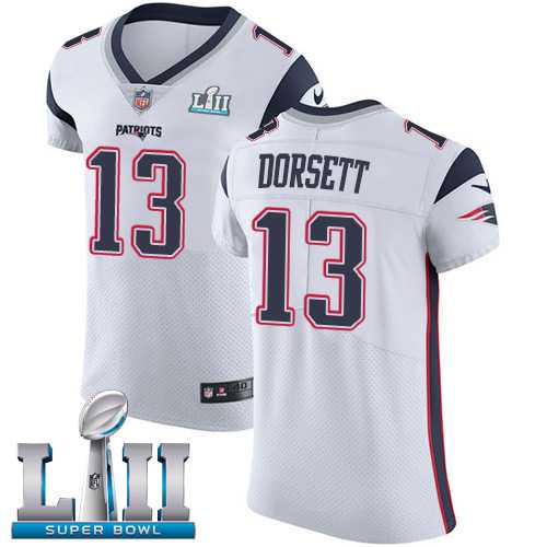 Nike New England Patriots #13 Phillip Dorsett White Super Bowl LII Men's Stitched NFL Vapor Untouchable Elite Jersey