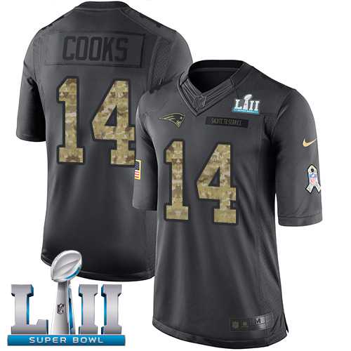 Nike New England Patriots #14 Brandin Cooks Black Super Bowl LII Men's Stitched NFL Limited 2016 Salute To Service Jersey