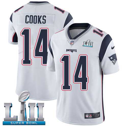 Nike New England Patriots #14 Brandin Cooks White Super Bowl LII Men's Stitched NFL Vapor Untouchable Limited Jersey