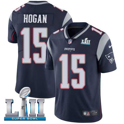 Nike New England Patriots #15 Chris Hogan Navy Blue Team Color Super Bowl LII Men's Stitched NFL Vapor Untouchable Limited Jersey