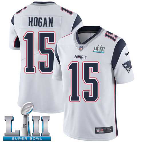 Nike New England Patriots #15 Chris Hogan White Super Bowl LII Men's Stitched NFL Vapor Untouchable Limited Jersey