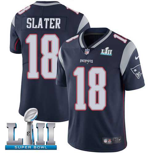 Nike New England Patriots #18 Matt Slater Navy Blue Team Color Super Bowl LII Men's Stitched NFL Vapor Untouchable Limited Jersey