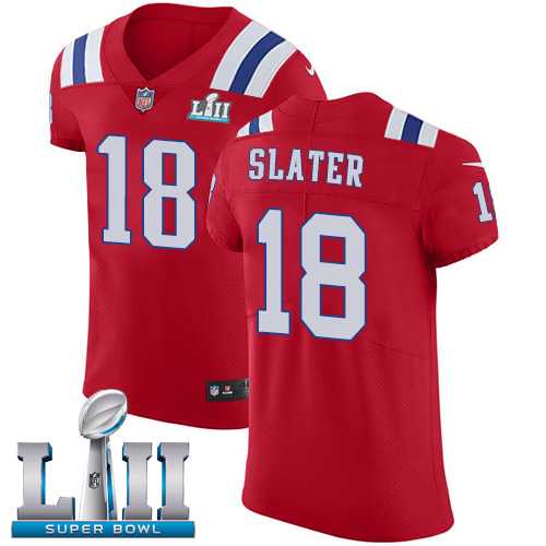 Nike New England Patriots #18 Matt Slater Red Alternate Super Bowl LII Men's Stitched NFL Vapor Untouchable Elite Jersey