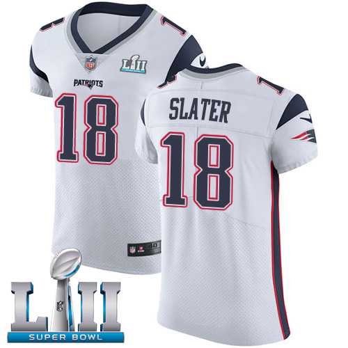 Nike New England Patriots #18 Matt Slater White Super Bowl LII Men's Stitched NFL Vapor Untouchable Elite Jersey
