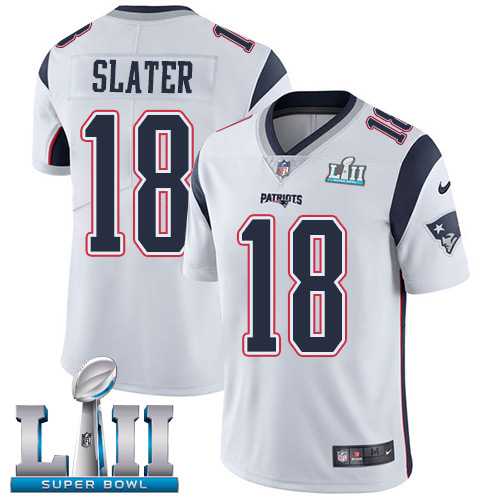 Nike New England Patriots #18 Matt Slater White Super Bowl LII Men's Stitched NFL Vapor Untouchable Limited Jersey