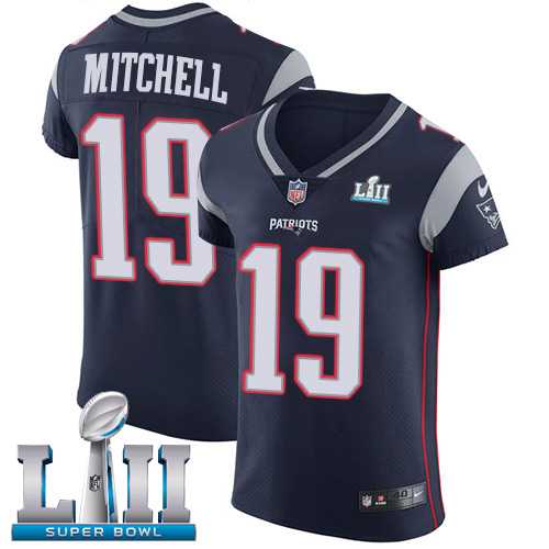 Nike New England Patriots #19 Malcolm Mitchell Navy Blue Team Color Super Bowl LII Men's Stitched NFL Vapor Untouchable Elite Jersey