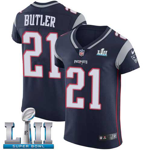 Nike New England Patriots #21 Malcolm Butler Navy Blue Team Color Super Bowl LII Men's Stitched NFL Vapor Untouchable Elite Jersey