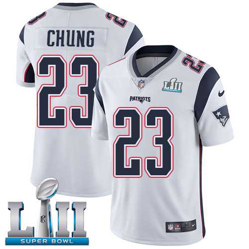 Nike New England Patriots #23 Patrick Chung White Super Bowl LII Men's Stitched NFL Vapor Untouchable Limited Jersey