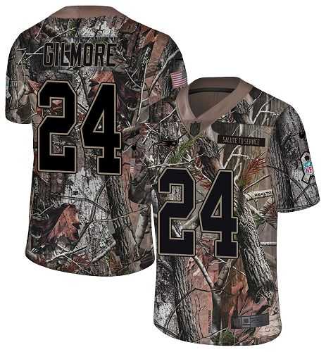Nike New England Patriots #24 Stephon Gilmore Camo Men's Stitched NFL Limited Rush Realtree Jersey