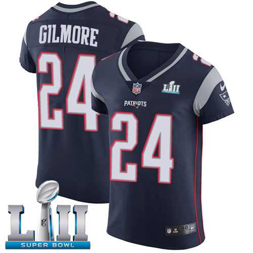 Nike New England Patriots #24 Stephon Gilmore Navy Blue Team Color Super Bowl LII Men's Stitched NFL Vapor Untouchable Elite Jersey