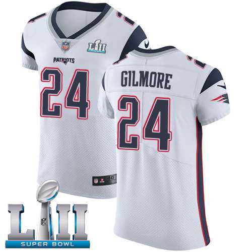 Nike New England Patriots #24 Stephon Gilmore White Super Bowl LII Men's Stitched NFL Vapor Untouchable Elite Jersey