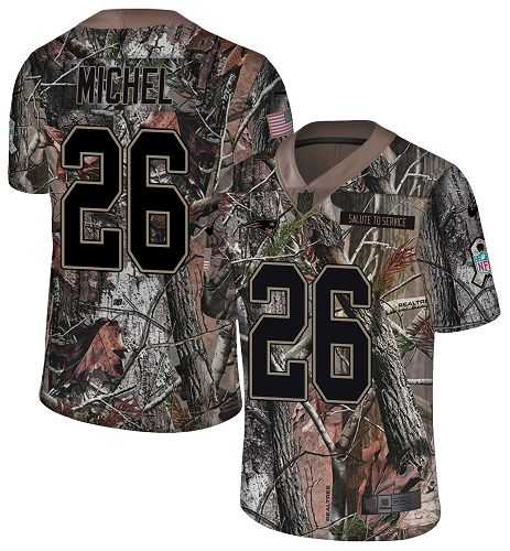 Nike New England Patriots #26 Sony Michel Camo Men's Stitched NFL Limited Rush Realtree Jersey
