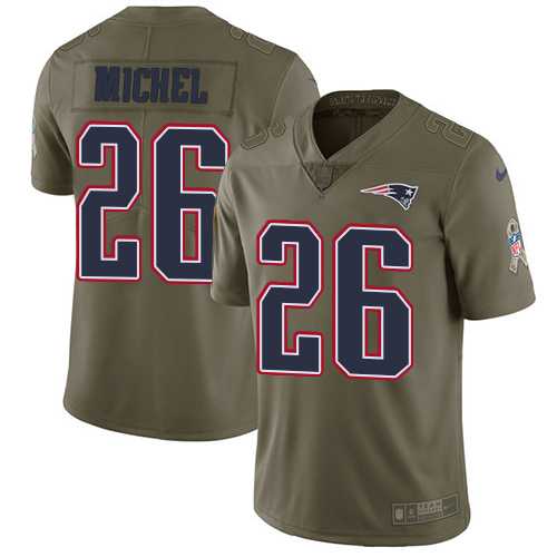 Nike New England Patriots #26 Sony Michel Olive Men's Stitched NFL Limited 2017 Salute To Service Jersey