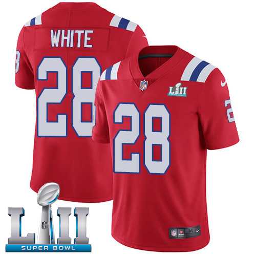 Nike New England Patriots #28 James White Red Alternate Super Bowl LII Men's Stitched NFL Vapor Untouchable Limited Jersey