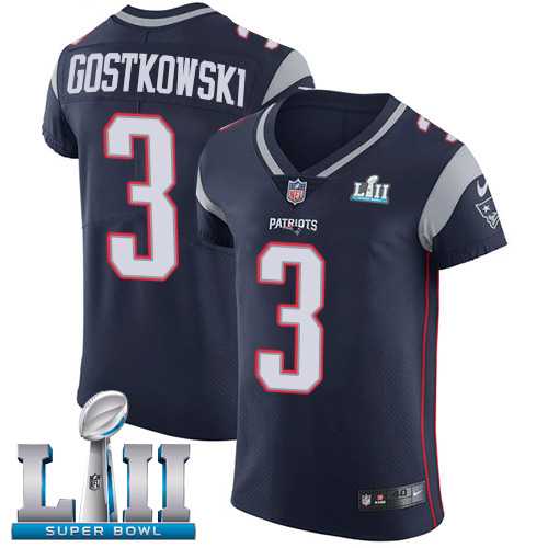 Nike New England Patriots #3 Stephen Gostkowski Navy Blue Team Color Super Bowl LII Men's Stitched NFL Vapor Untouchable Elite Jersey