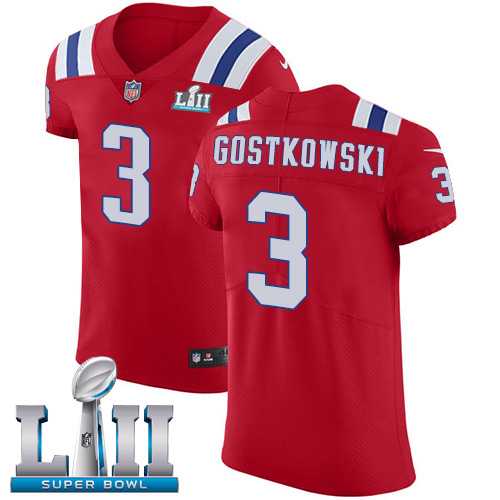 Nike New England Patriots #3 Stephen Gostkowski Red Alternate Super Bowl LII Men's Stitched NFL Vapor Untouchable Elite Jersey