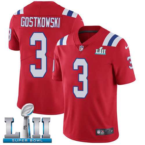 Nike New England Patriots #3 Stephen Gostkowski Red Alternate Super Bowl LII Men's Stitched NFL Vapor Untouchable Limited Jersey