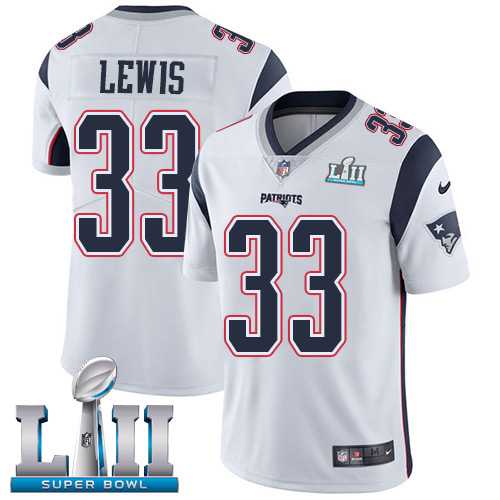 Nike New England Patriots #33 Dion Lewis White Super Bowl LII Men's Stitched NFL Vapor Untouchable Limited Jersey