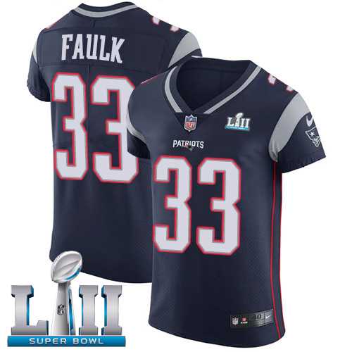 Nike New England Patriots #33 Kevin Faulk Navy Blue Team Color Super Bowl LII Men's Stitched NFL Vapor Untouchable Elite Jersey