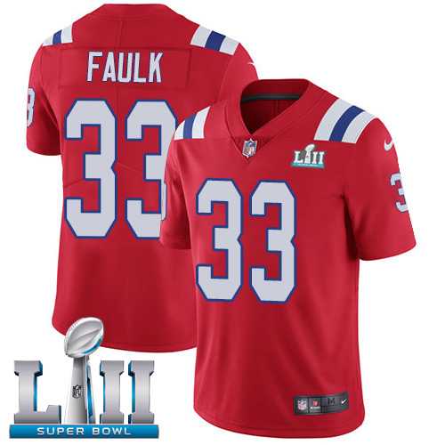 Nike New England Patriots #33 Kevin Faulk Red Alternate Super Bowl LII Men's Stitched NFL Vapor Untouchable Limited Jersey