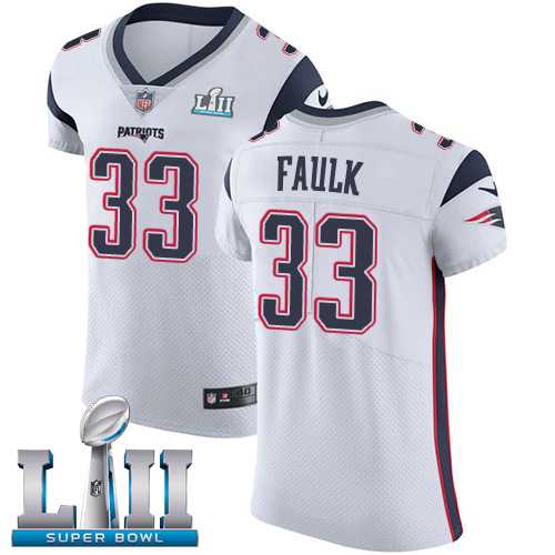 Nike New England Patriots #33 Kevin Faulk White Super Bowl LII Men's Stitched NFL Vapor Untouchable Elite Jersey