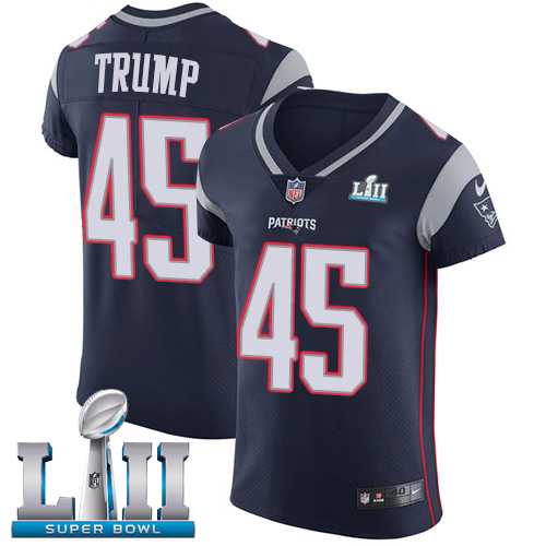 Nike New England Patriots #45 Donald Trump Navy Blue Team Color Super Bowl LII Men's Stitched NFL Vapor Untouchable Elite Jersey