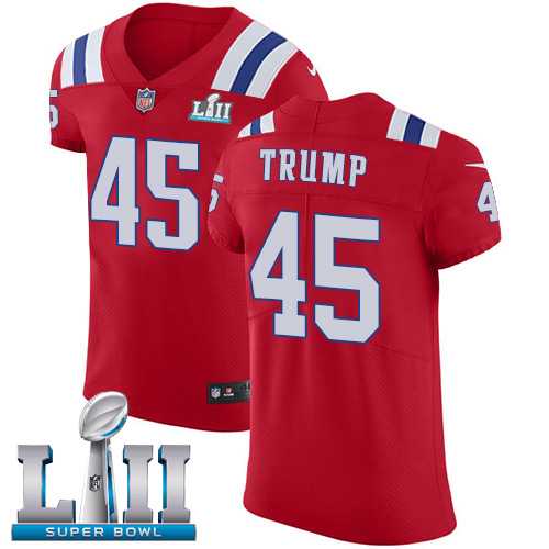 Nike New England Patriots #45 Donald Trump Red Alternate Super Bowl LII Men's Stitched NFL Vapor Untouchable Elite Jersey