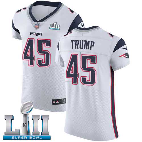 Nike New England Patriots #45 Donald Trump White Super Bowl LII Men's Stitched NFL Vapor Untouchable Elite Jersey
