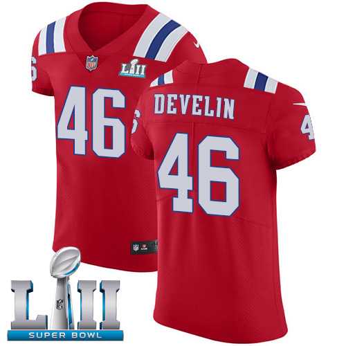 Nike New England Patriots #46 James Develin Red Alternate Super Bowl LII Men's Stitched NFL Vapor Untouchable Elite Jersey