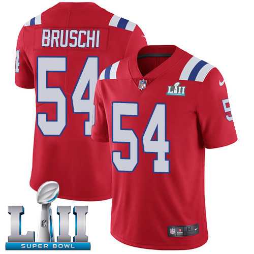 Nike New England Patriots #54 Tedy Bruschi Red Alternate Super Bowl LII Men's Stitched NFL Vapor Untouchable Limited Jersey