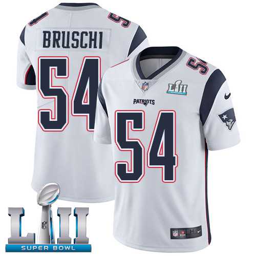Nike New England Patriots #54 Tedy Bruschi White Super Bowl LII Men's Stitched NFL Vapor Untouchable Limited Jersey