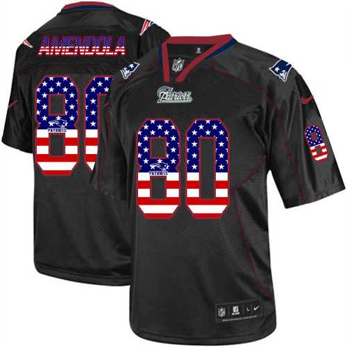 Nike New England Patriots #80 Danny Amendola Black Men's Stitched NFL Elite USA Flag Fashion Jersey