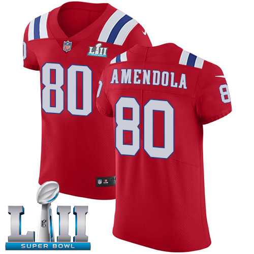 Nike New England Patriots #80 Danny Amendola Red Alternate Super Bowl LII Men's Stitched NFL Vapor Untouchable Elite Jersey