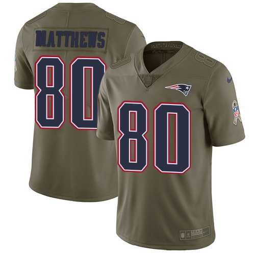 Nike New England Patriots #80 Jordan Matthews Olive Men's Stitched NFL Limited 2017 Salute To Service Jersey