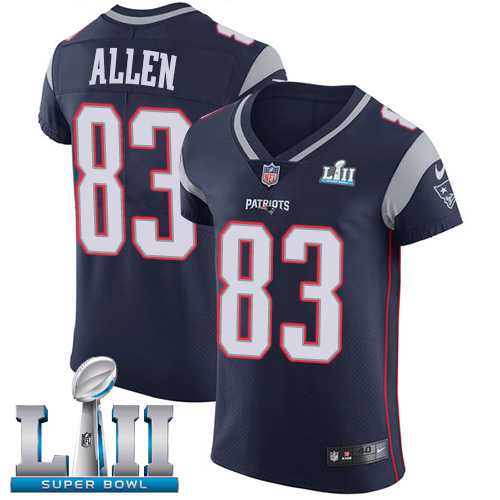 Nike New England Patriots #83 Dwayne Allen Navy Blue Team Color Super Bowl LII Men's Stitched NFL Vapor Untouchable Elite Jersey