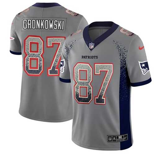 Nike New England Patriots #87 Rob Gronkowski Grey Men's Stitched NFL Limited Rush Drift Fashion Jersey
