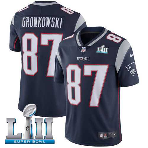 Nike New England Patriots #87 Rob Gronkowski Navy Blue Team Color Super Bowl LII Men's Stitched NFL Vapor Untouchable Limited Jersey
