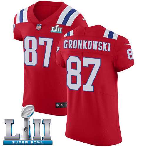 Nike New England Patriots #87 Rob Gronkowski Red Alternate Super Bowl LII Men's Stitched NFL Vapor Untouchable Elite Jersey
