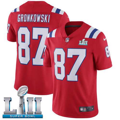 Nike New England Patriots #87 Rob Gronkowski Red Alternate Super Bowl LII Men's Stitched NFL Vapor Untouchable Limited Jersey