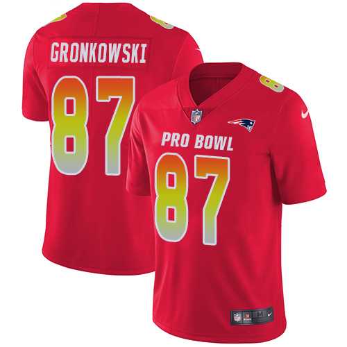 Nike New England Patriots #87 Rob Gronkowski Red Men's Stitched NFL Limited AFC 2018 Pro Bowl Jersey