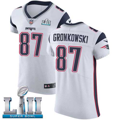Nike New England Patriots #87 Rob Gronkowski White Super Bowl LII Men's Stitched NFL Vapor Untouchable Elite Jersey