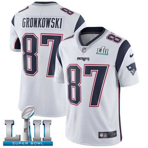 Nike New England Patriots #87 Rob Gronkowski White Super Bowl LII Men's Stitched NFL Vapor Untouchable Limited Jersey