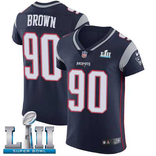 Nike New England Patriots #90 Malcom Brown Navy Blue Team Color Super Bowl LII Men's Stitched NFL Vapor Untouchable Elite Jersey