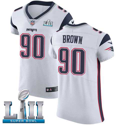 Nike New England Patriots #90 Malcom Brown White Super Bowl LII Men's Stitched NFL Vapor Untouchable Elite Jersey