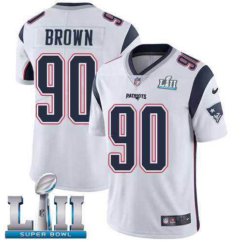 Nike New England Patriots #90 Malcom Brown White Super Bowl LII Men's Stitched NFL Vapor Untouchable Limited Jersey