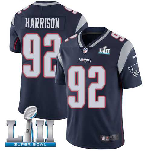 Nike New England Patriots #92 James Harrison Navy Blue Team Color Super Bowl LII Men's Stitched NFL Vapor Untouchable Limited Jersey