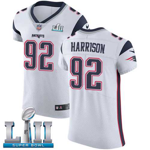 Nike New England Patriots #92 James Harrison White Super Bowl LII Men's Stitched NFL Vapor Untouchable Elite Jersey